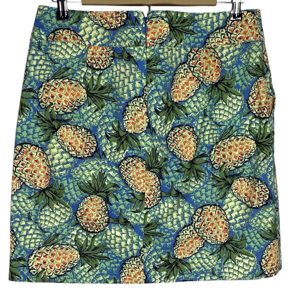 Talbots Skirt 8 Petite Pineapple Print Pockets Tropical Vacation Beach Retro - Picture 2 of 10